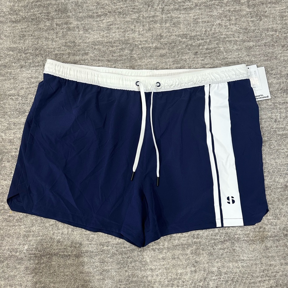Sports Illustrated Swim Navy and White Athletic Shorts